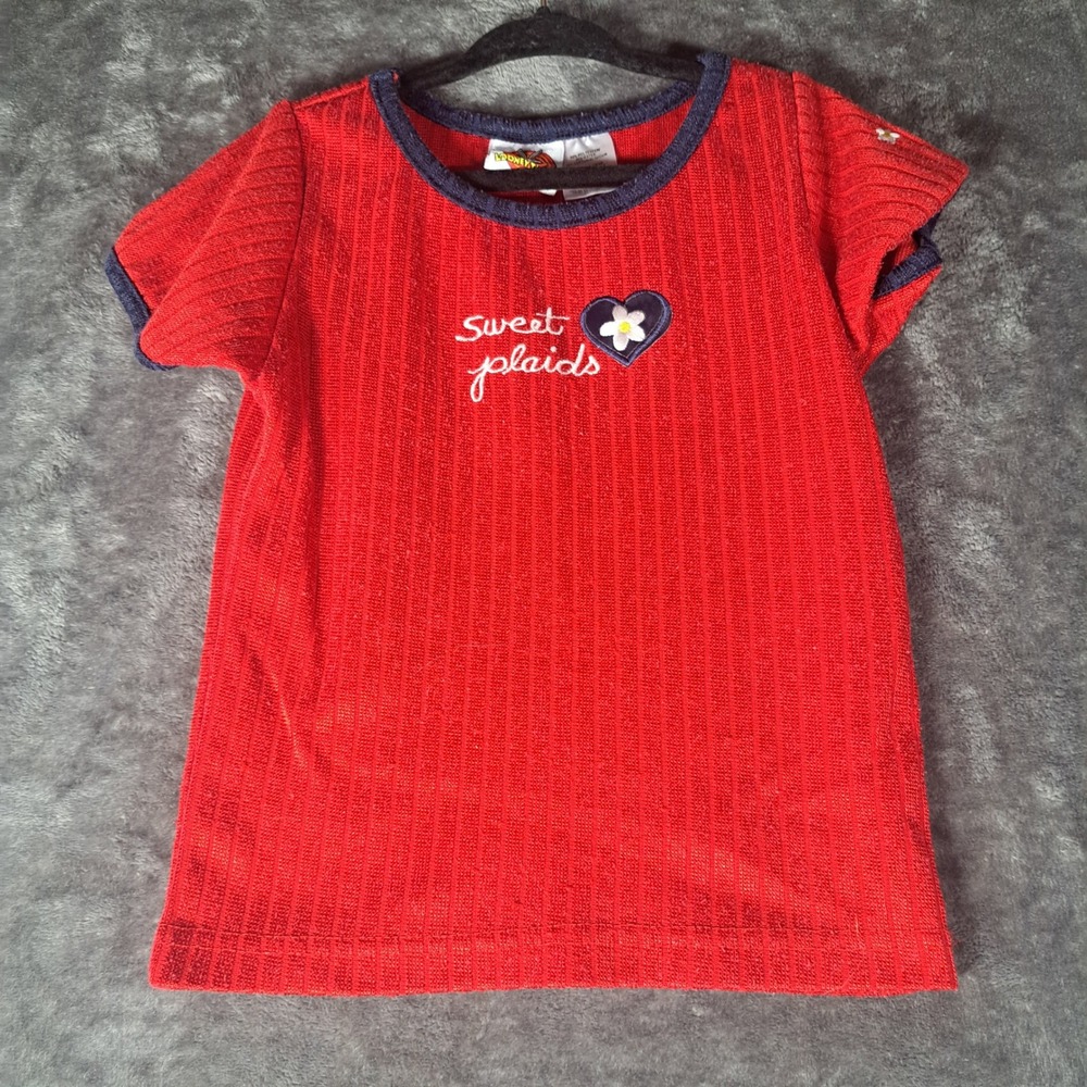 VTG Looney Tunes Tweety Bird Red Ribbed Ringer Shirt Size 4 90s Cartoon Retro